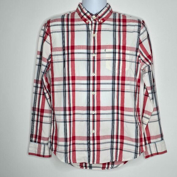Levi's Other - Levi's‎ Shirt Mens Medium Button Down Red Black Plaid Casual Dress Long Sleeve